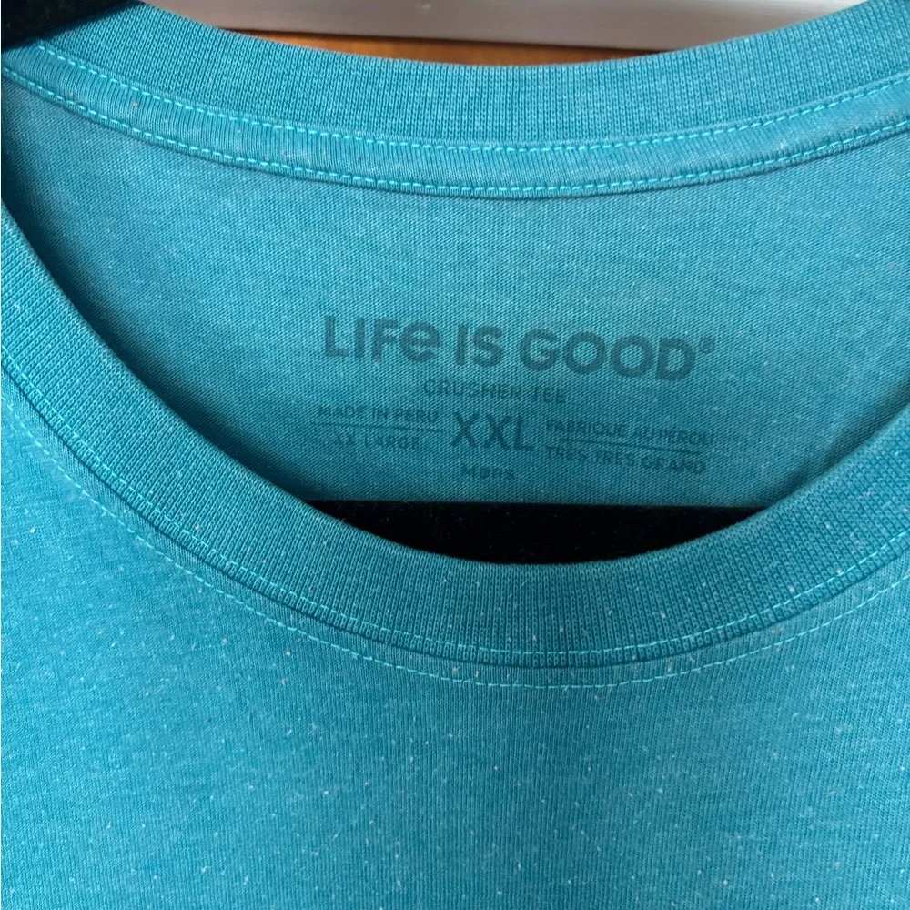 Life Is Good Teal Frequent Flyer Men's Tee